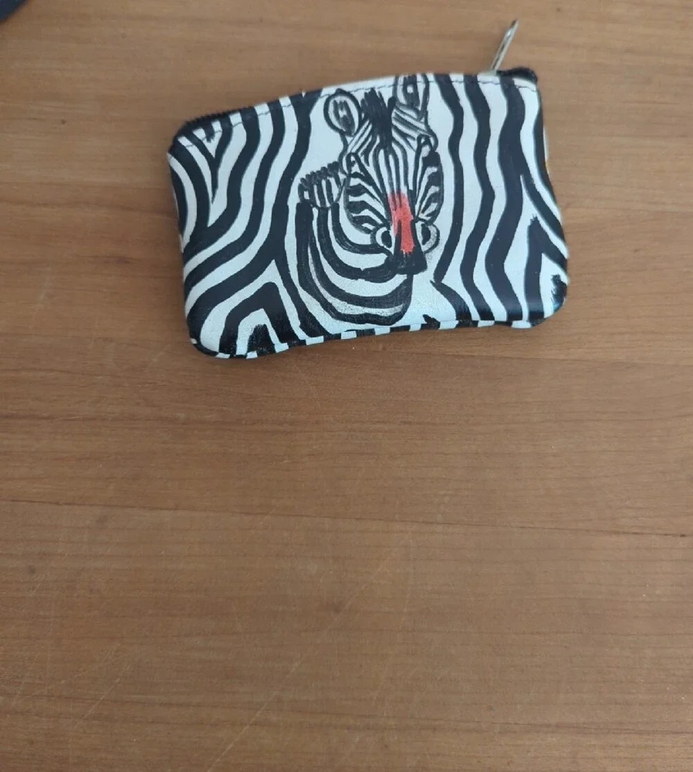Zebra Print Pencil Cup & Coin Pouch Set - Black & White